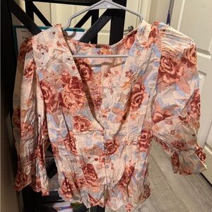 Free People Floral Blouse Size L